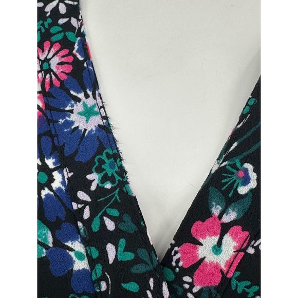 Express Top Women Small Black Dark Floral Portofino Slim Fit Sheer Romantic Work - Picture 9 of 9